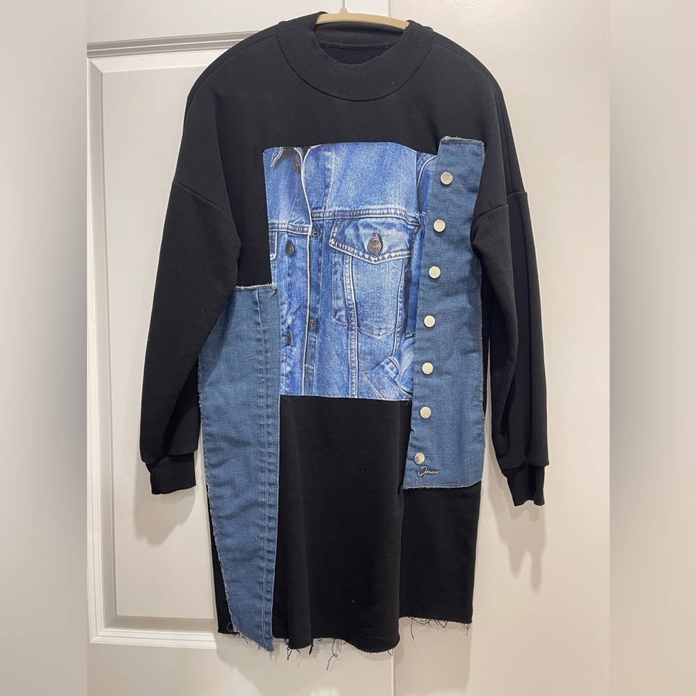 Black and denim dress